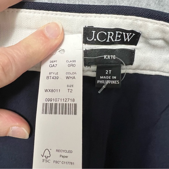 J. Crew Kate Pants Navy Size 2T NWT Striaght Leg Four Season Stretch Business - Picture 7 of 12